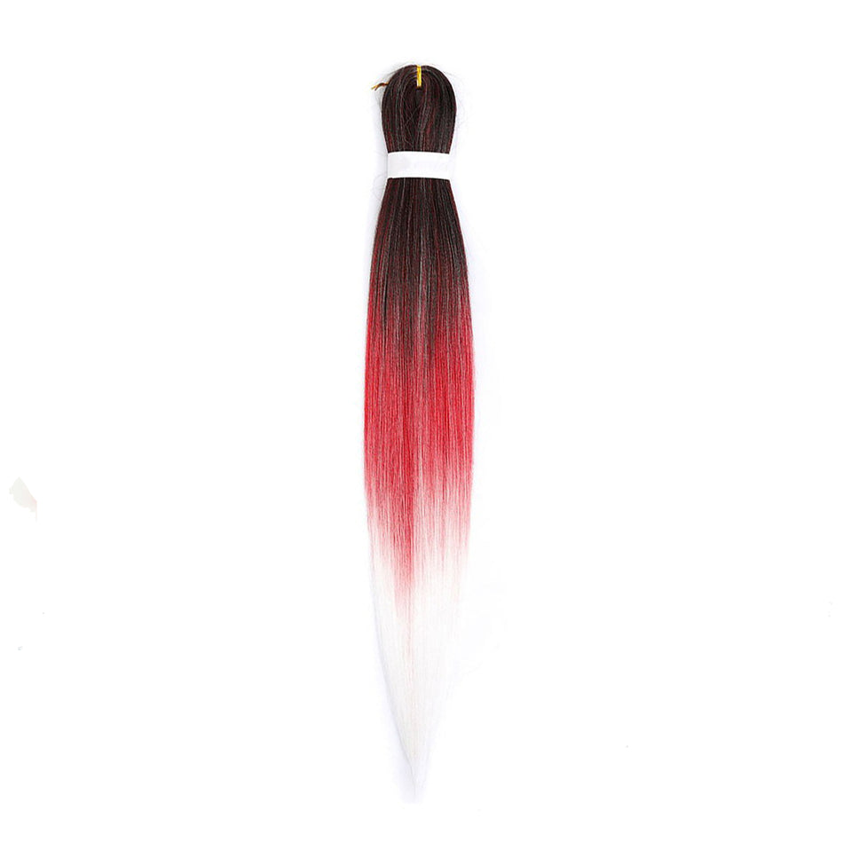 Kanekalon ombré S16 - tmavě hnědá, červená, bílá
